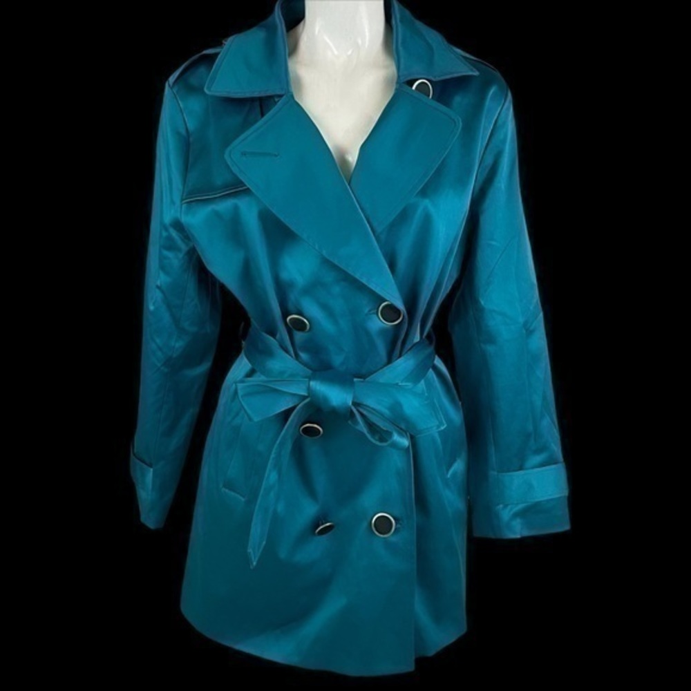 Bob Mackie Wearable Art Double Breasted Coat Belted Waist R2